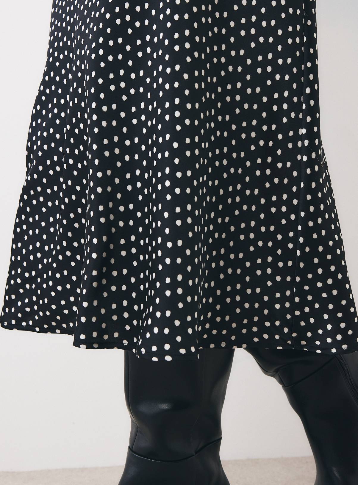 Mono Polka Dot Satin Slip Skirt 24 - Image 3