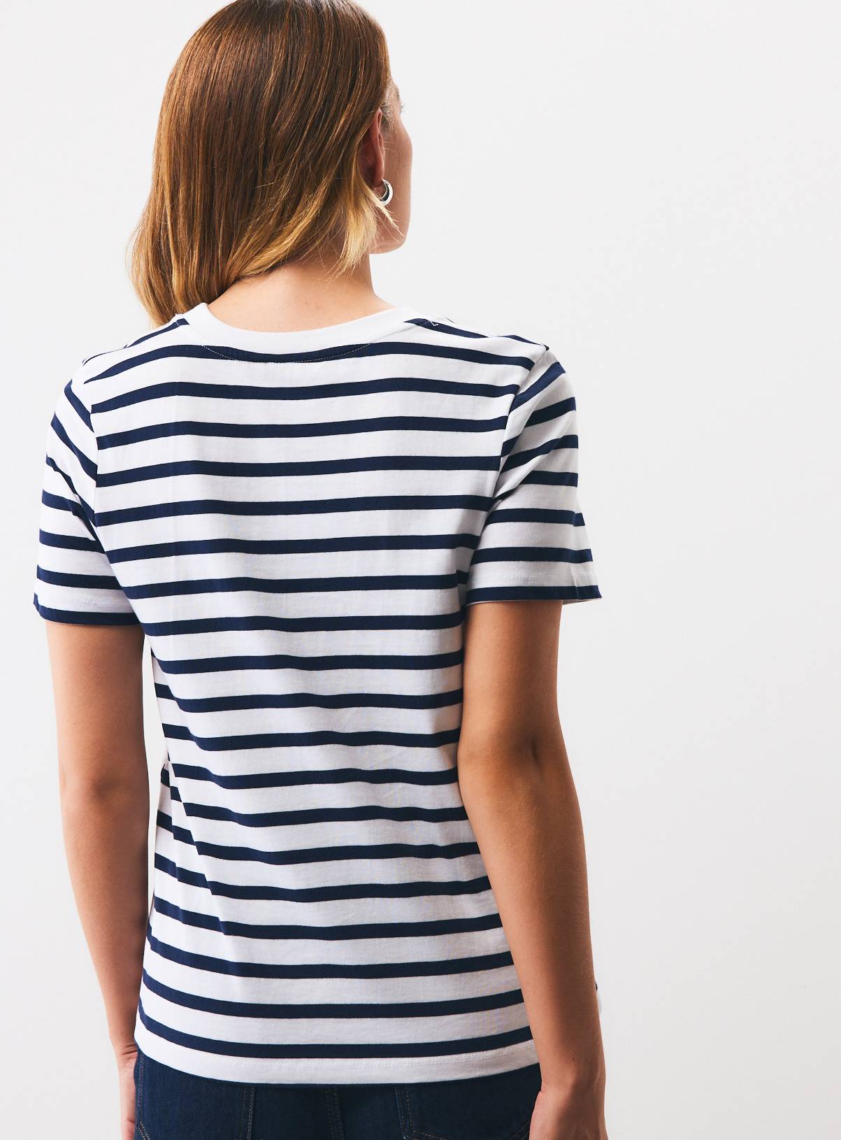 Navy Stripe Lace Detail T-Shirt 16 - Image 4