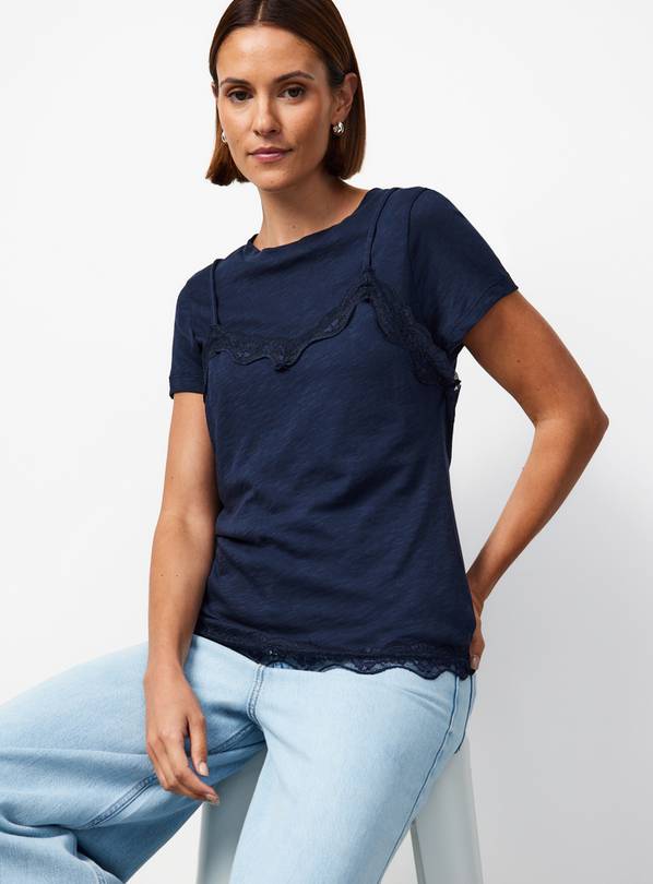 Navy 2 in 1 Lace Cami Top 20