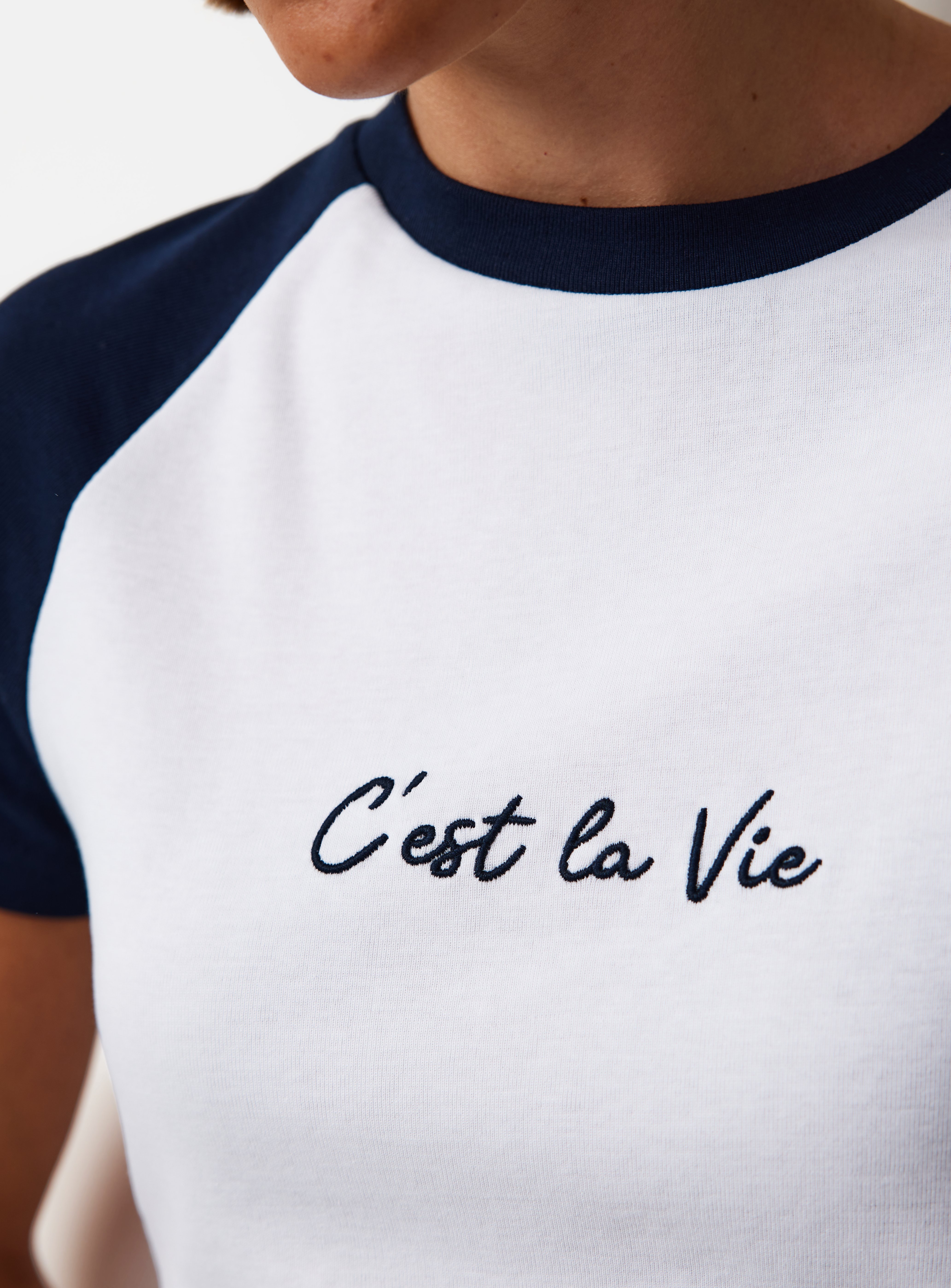 Navy Cest La Vie Raglan T-Shirt 16 - Image 3 thumbnail