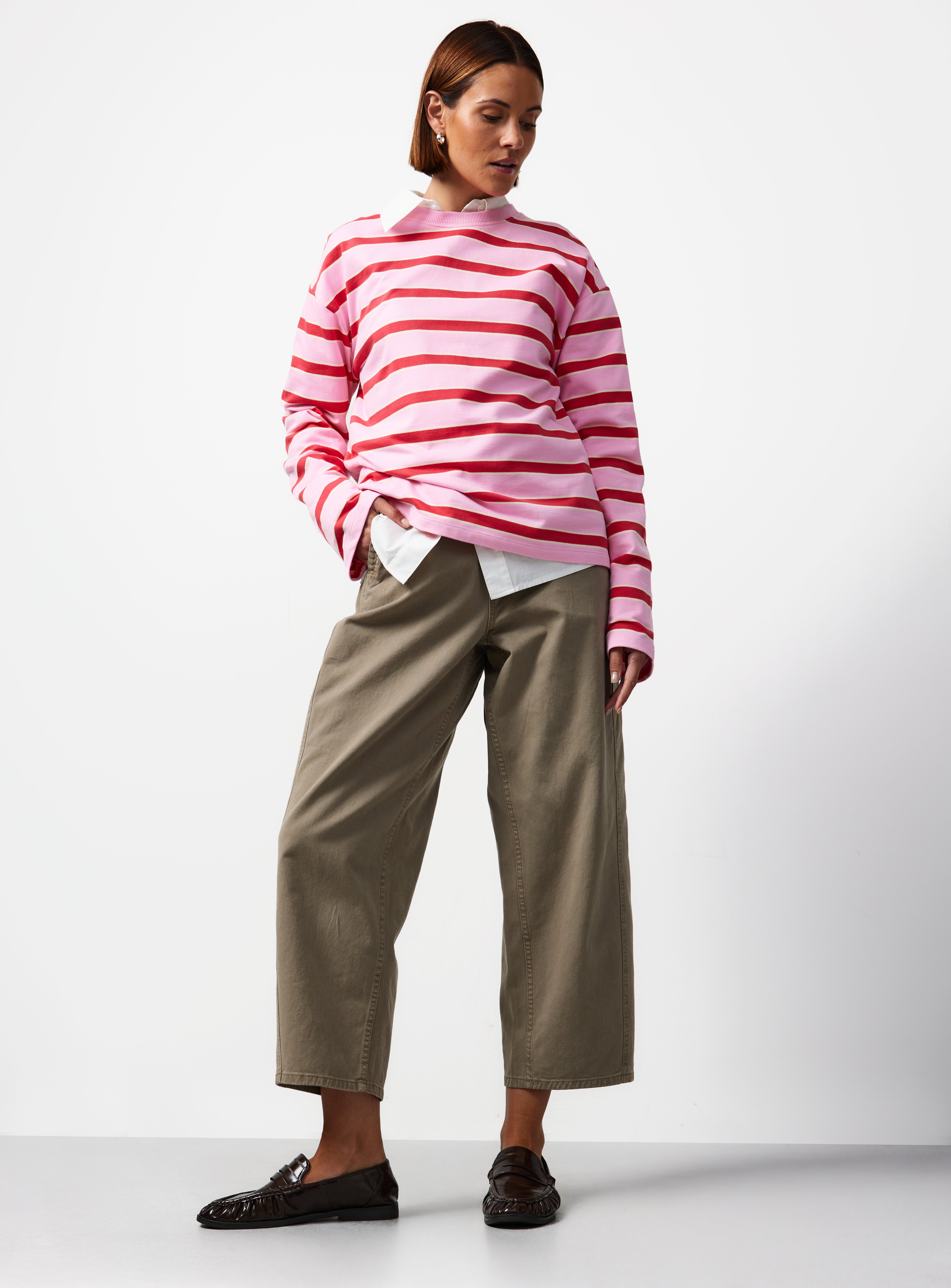 Red & Pink Stripe Relaxed Fit Sweatshirt M - Image 2 thumbnail