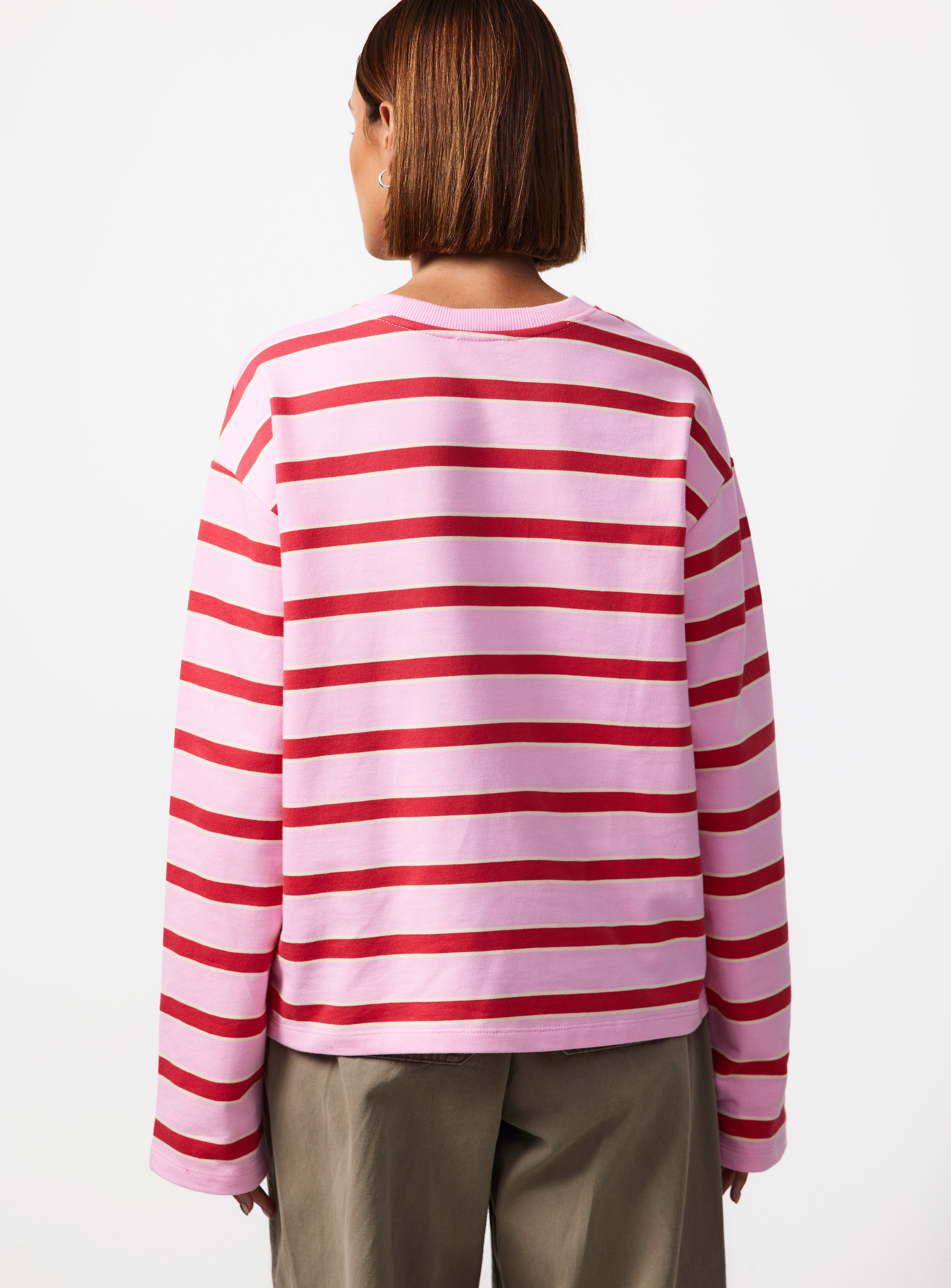 Red & Pink Stripe Relaxed Fit Sweatshirt M - Image 4 thumbnail
