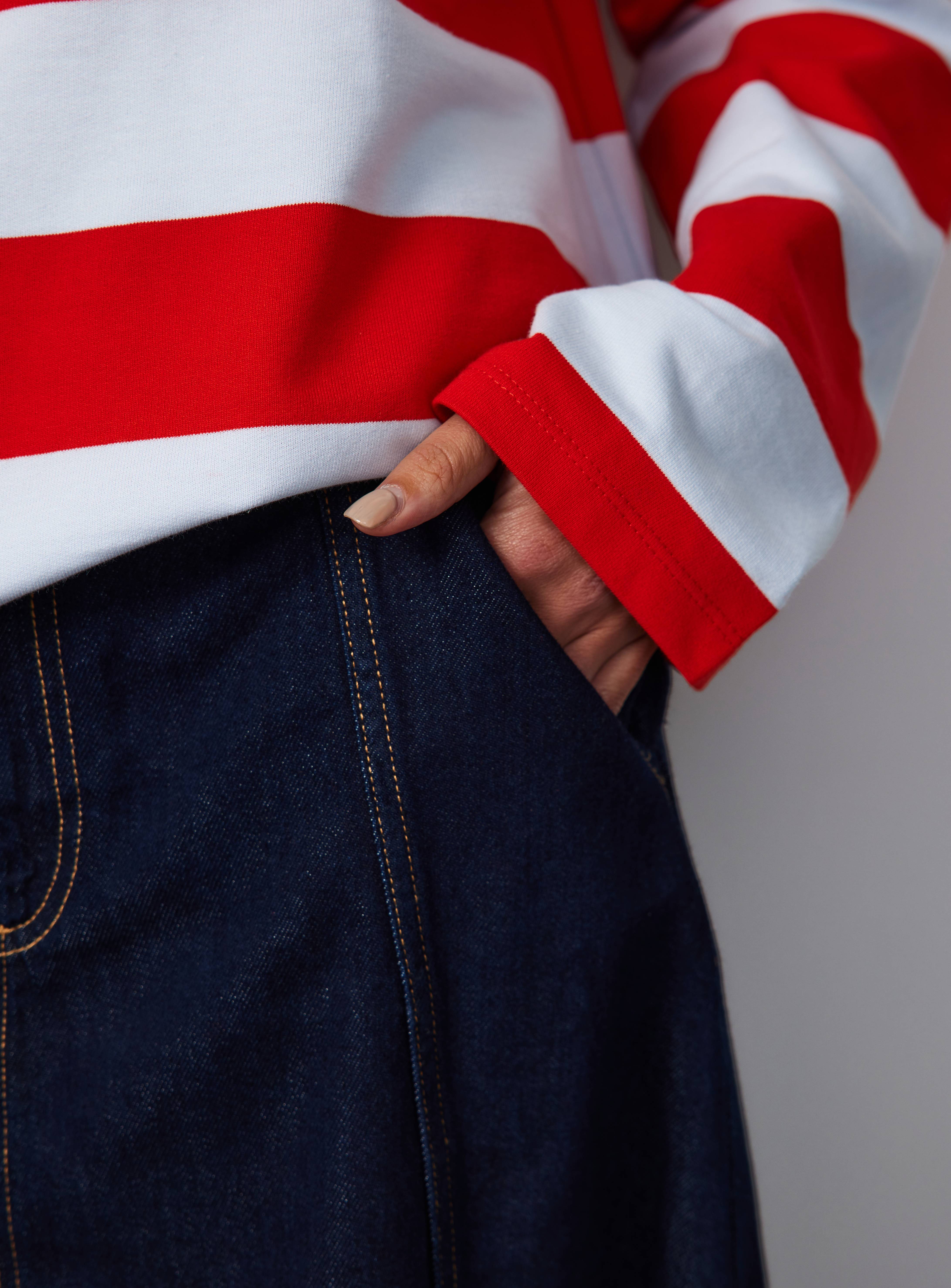 Red & Blue Stripe Relaxed Fit Sweatshirt L - Image 3