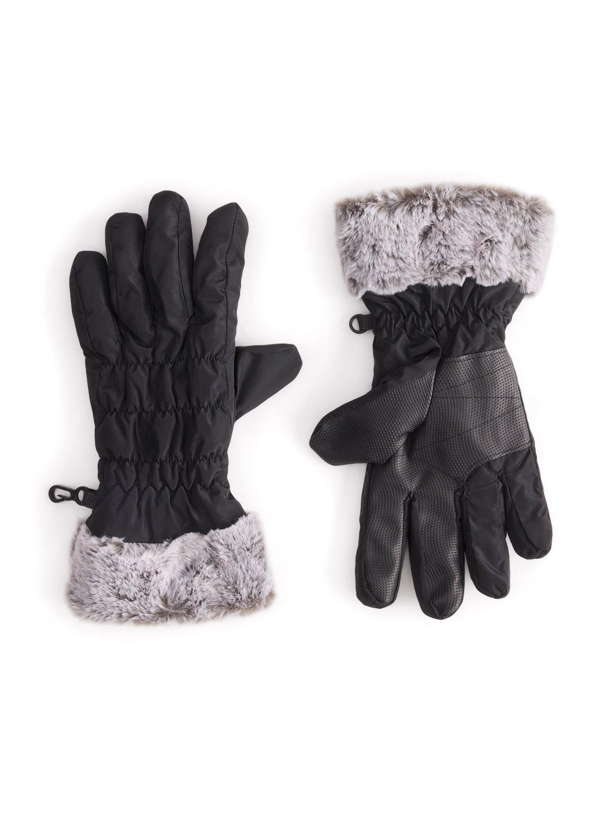 Faux Fur Cuff Snow Gloves One Size - Image 1 thumbnail