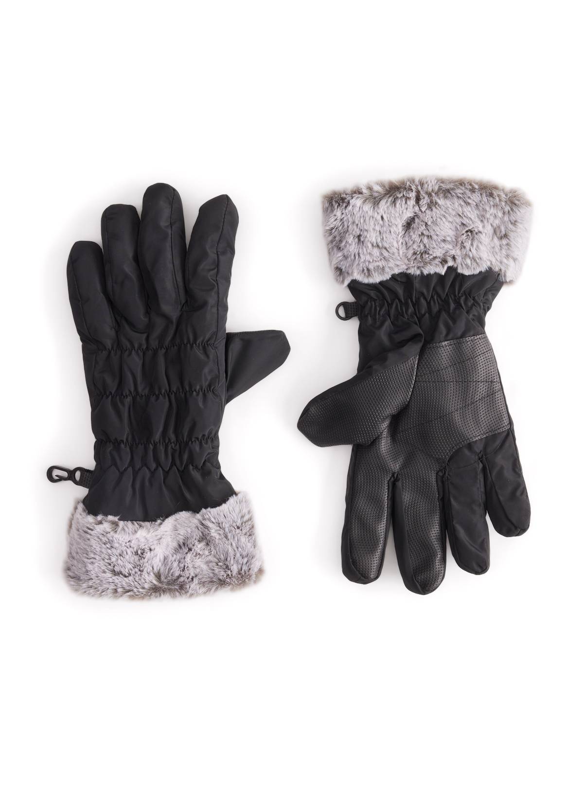 Faux Fur Cuff Snow Gloves One Size - Image 1