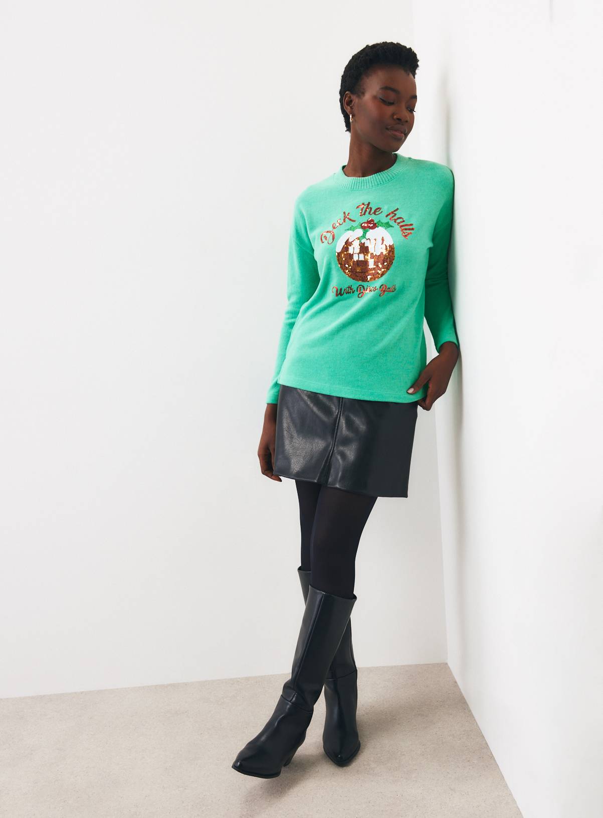 Christmas Disco Ball Soft Touch Jumper M - Image 3
