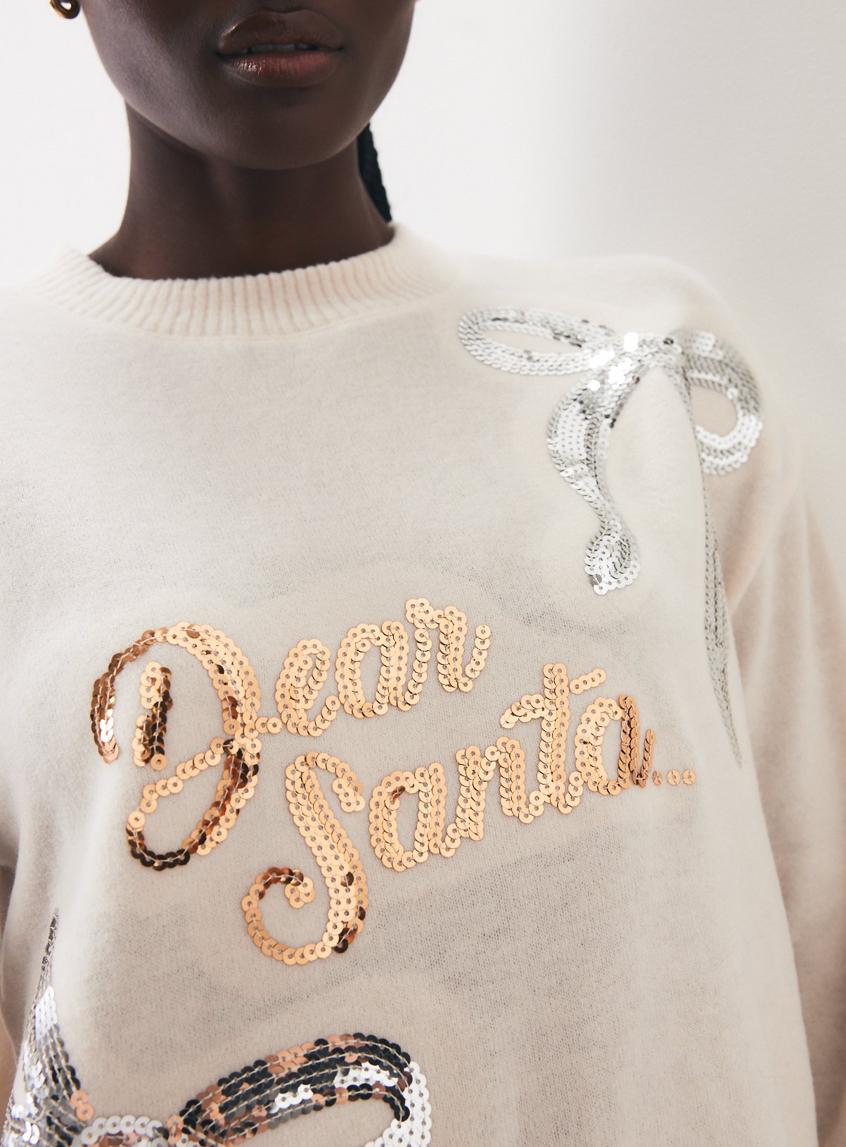 Dear Santa Sequin Christmas Jumper S - Image 3 thumbnail