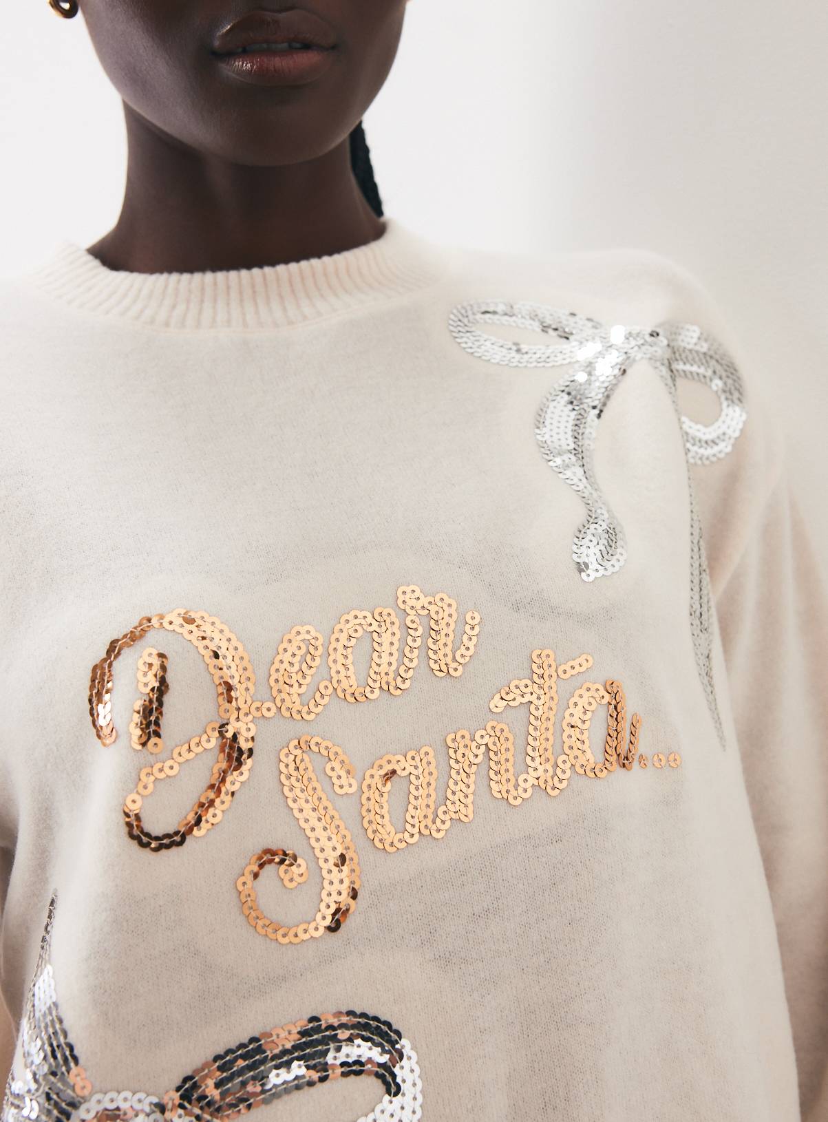 Dear Santa Sequin Christmas Jumper S - Image 3