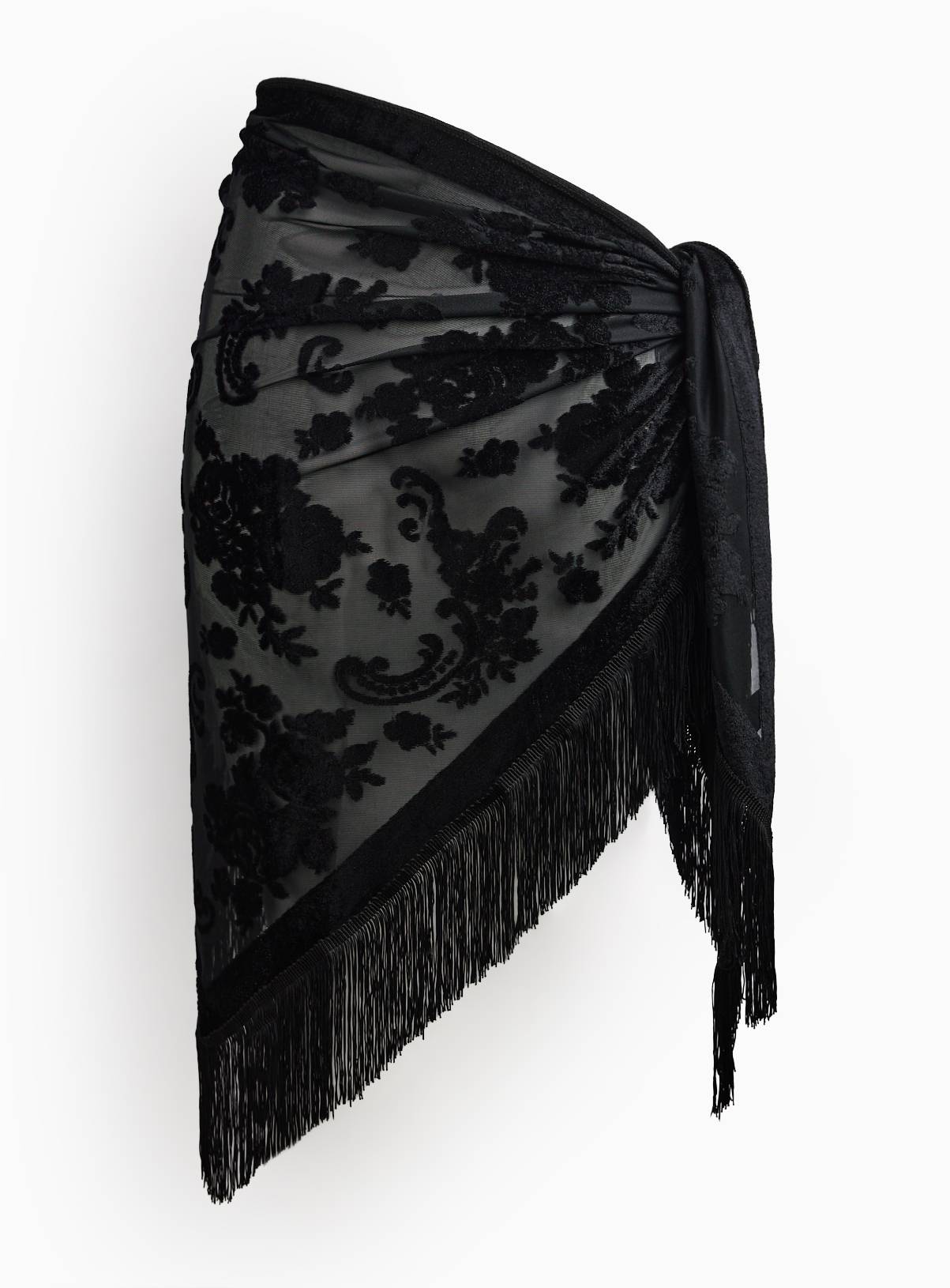 Black Dark Romance Tassel Waist Scarf One Size - Image 1