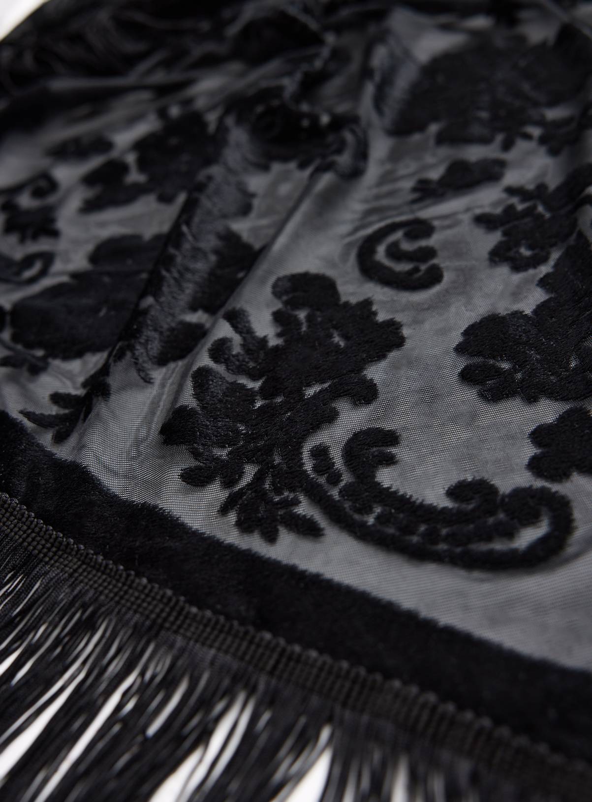 Black Dark Romance Tassel Waist Scarf One Size - Image 2