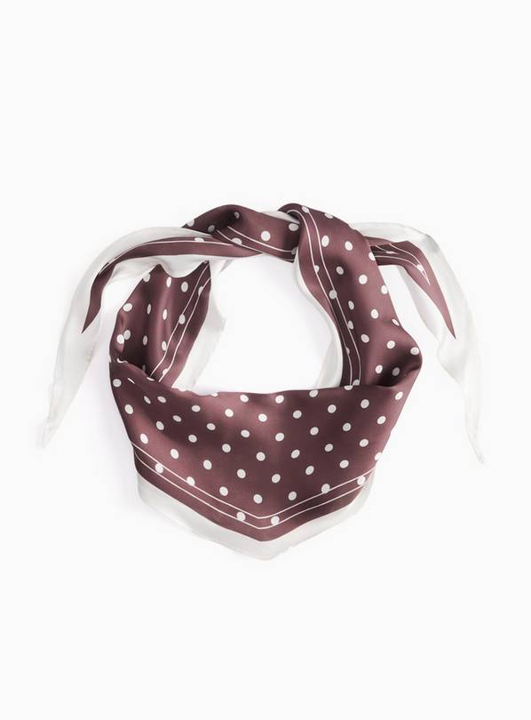 Brown Spot Triangle Satin Scarf One Size