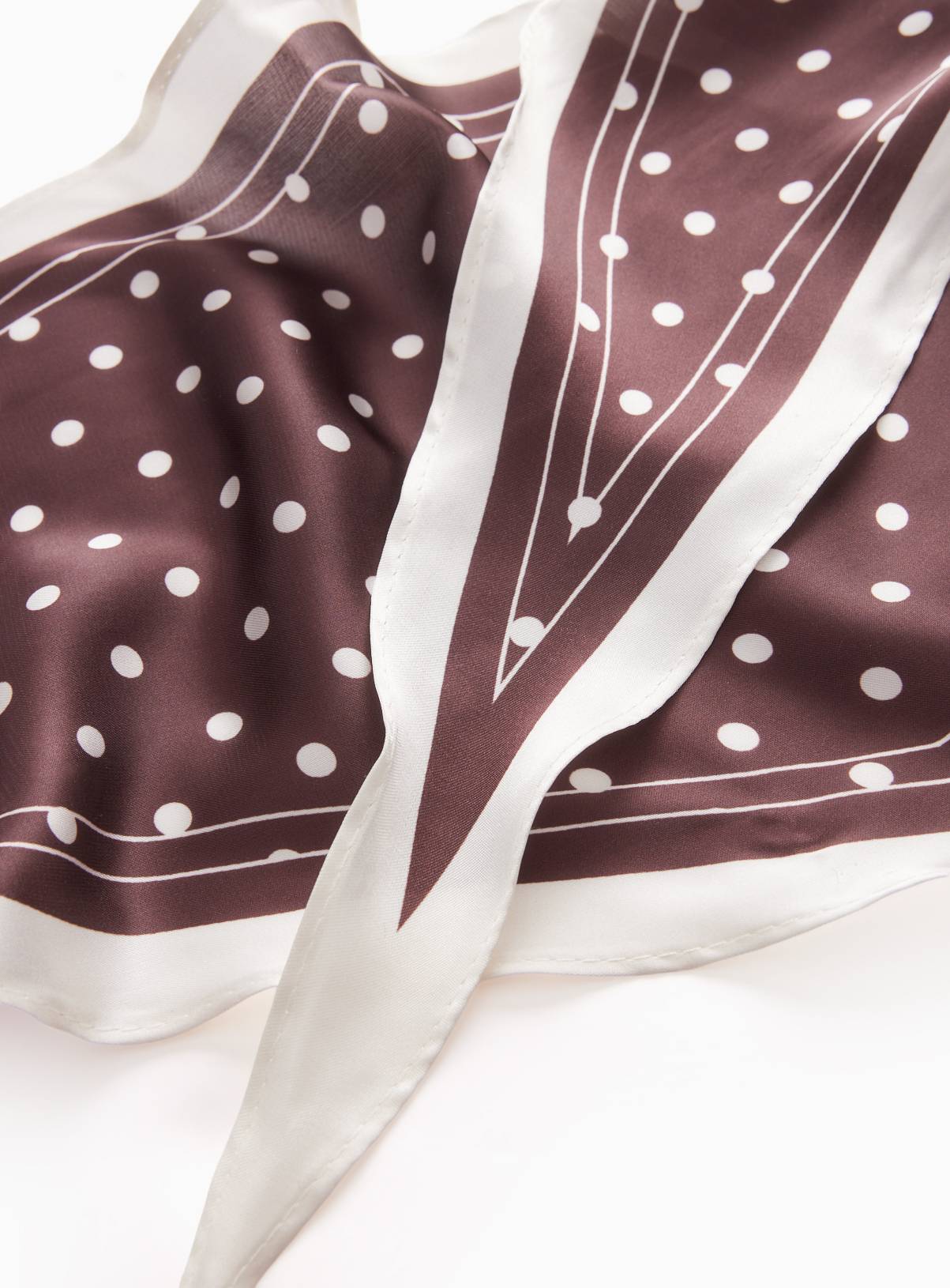 Brown Spot Triangle Satin Scarf One Size - Image 2