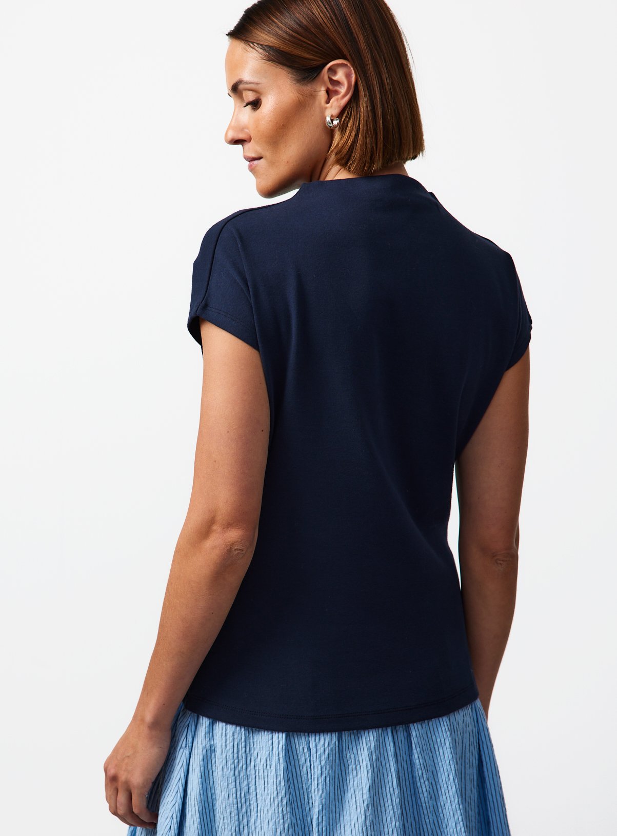 Navy High Neck Jersey Top 16 - Image 4 thumbnail