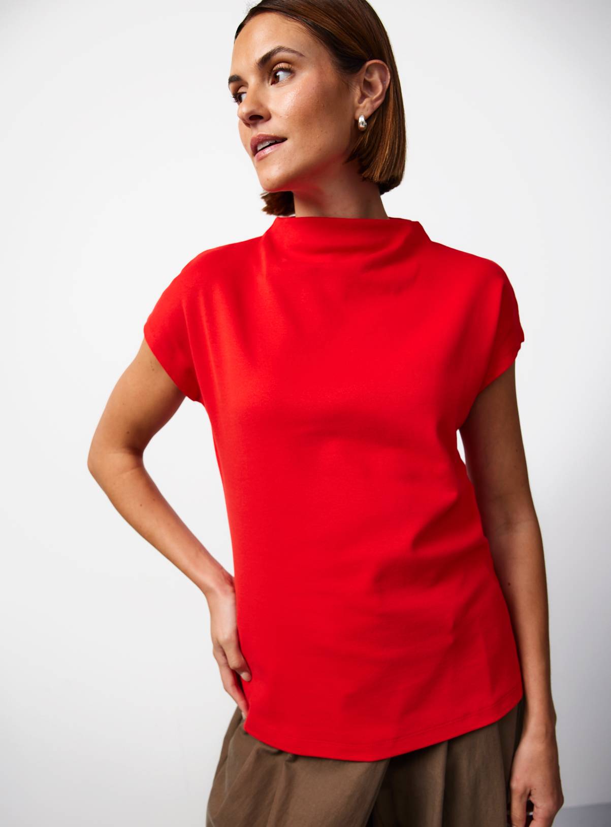 Red High Neck Jersey Top 20 - Image 1