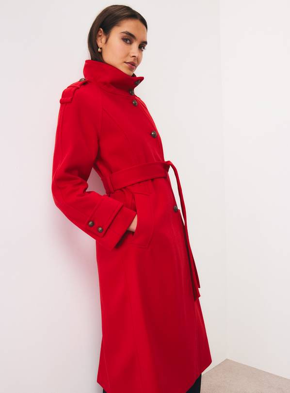 Red Long Military Coat 8