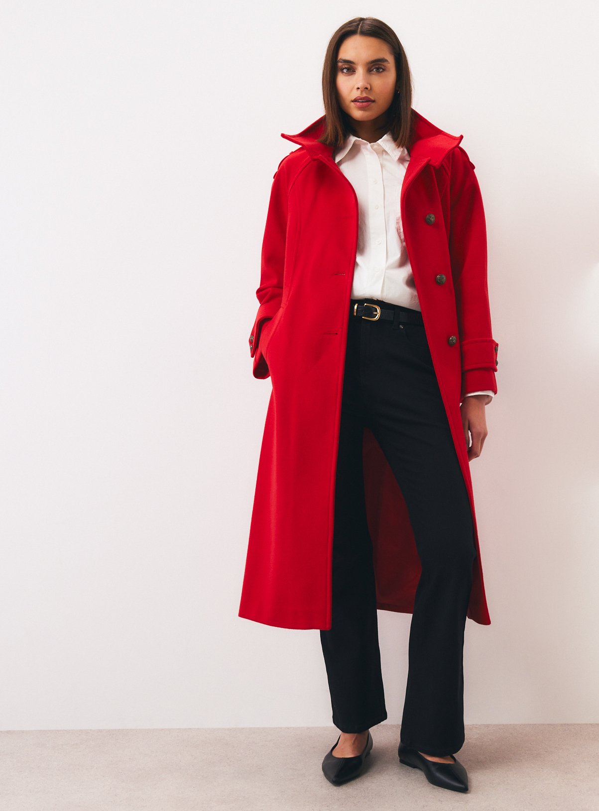 Red Long Military Coat 8 - Image 3 thumbnail