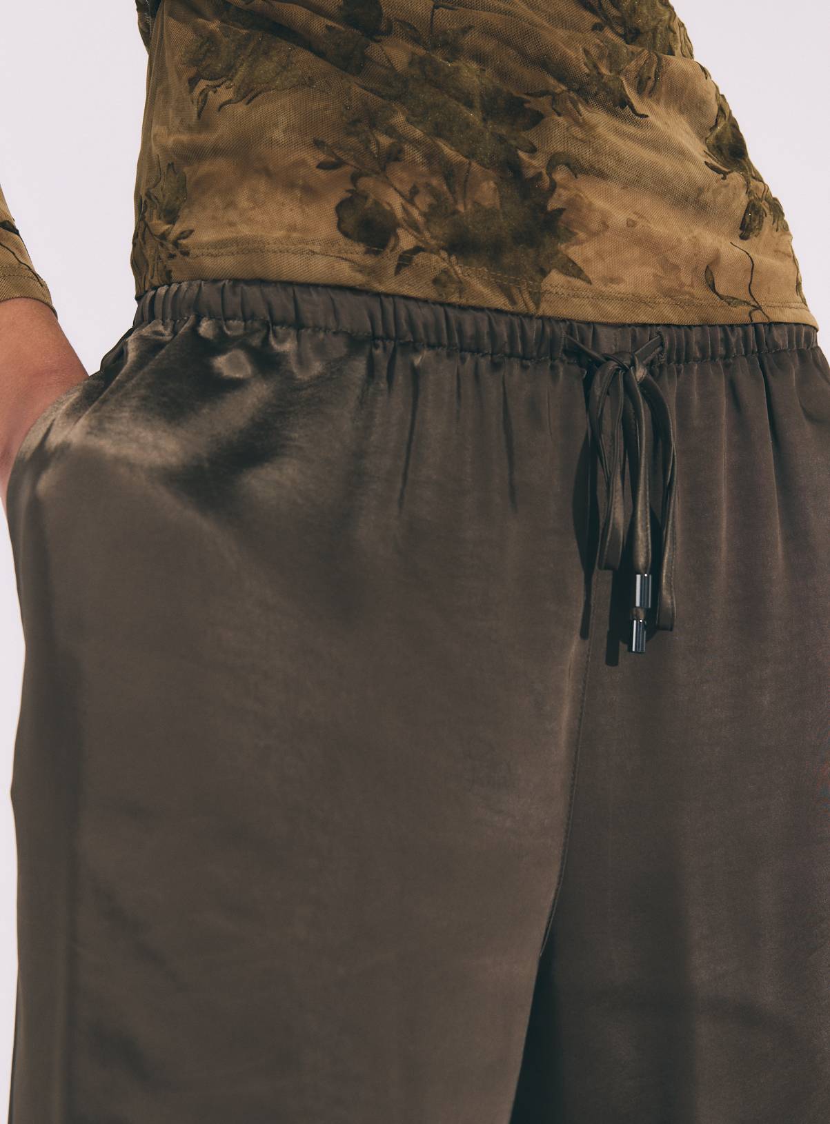 Khaki Satin Balloon Leg Trousers 10 - Image 3