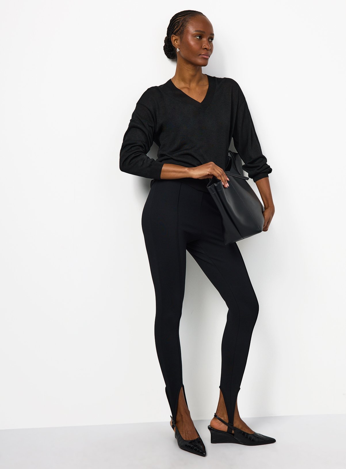 Black Sheer V-Neck Knitted Jumper XL - Image 2 thumbnail