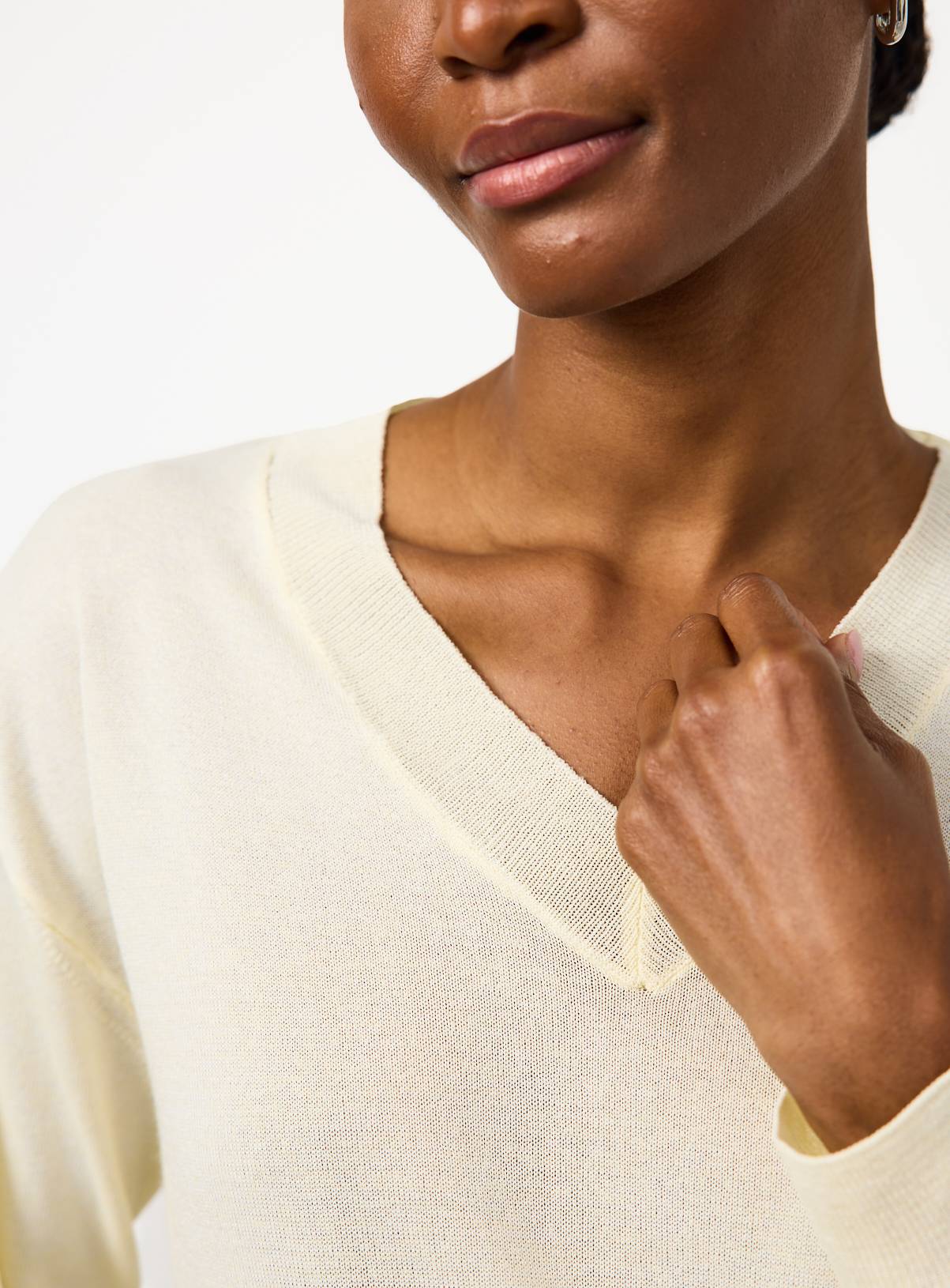 Yellow Sheer V-Neck Knitted Jumper L - Image 3
