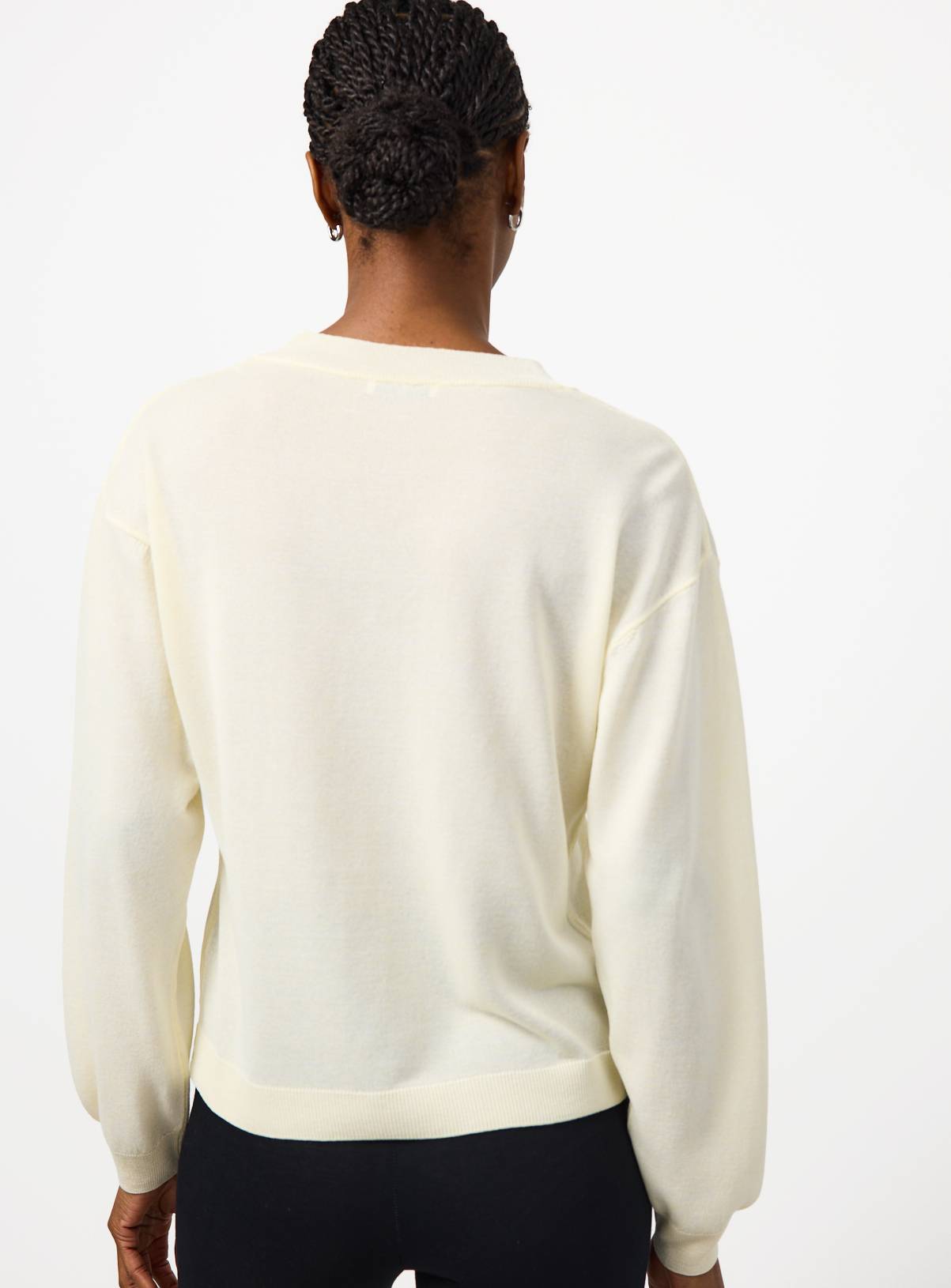 Yellow Sheer V-Neck Knitted Jumper L - Image 4