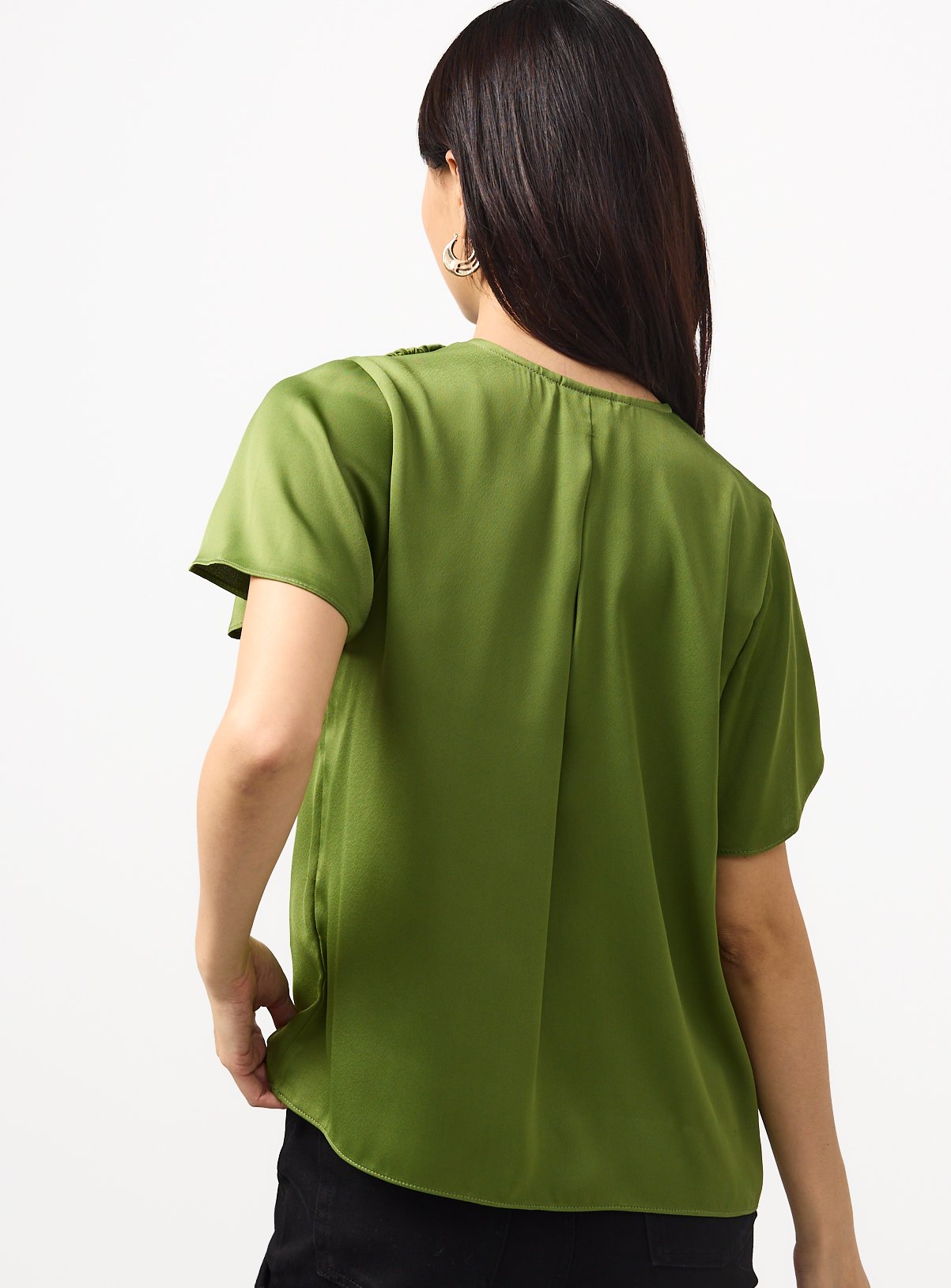 Green Pleated Button Front Top 24 - Image 4 thumbnail