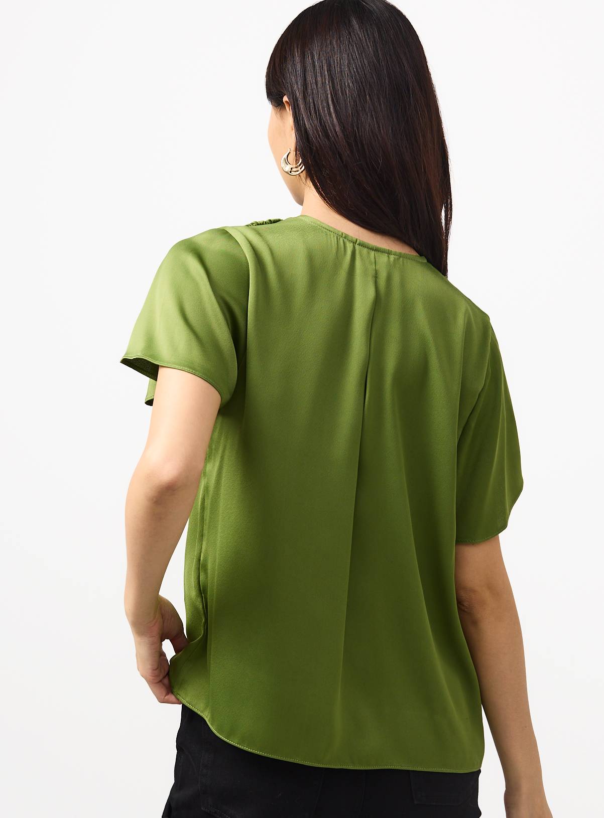 Green Pleated Button Front Top 24 - Image 4