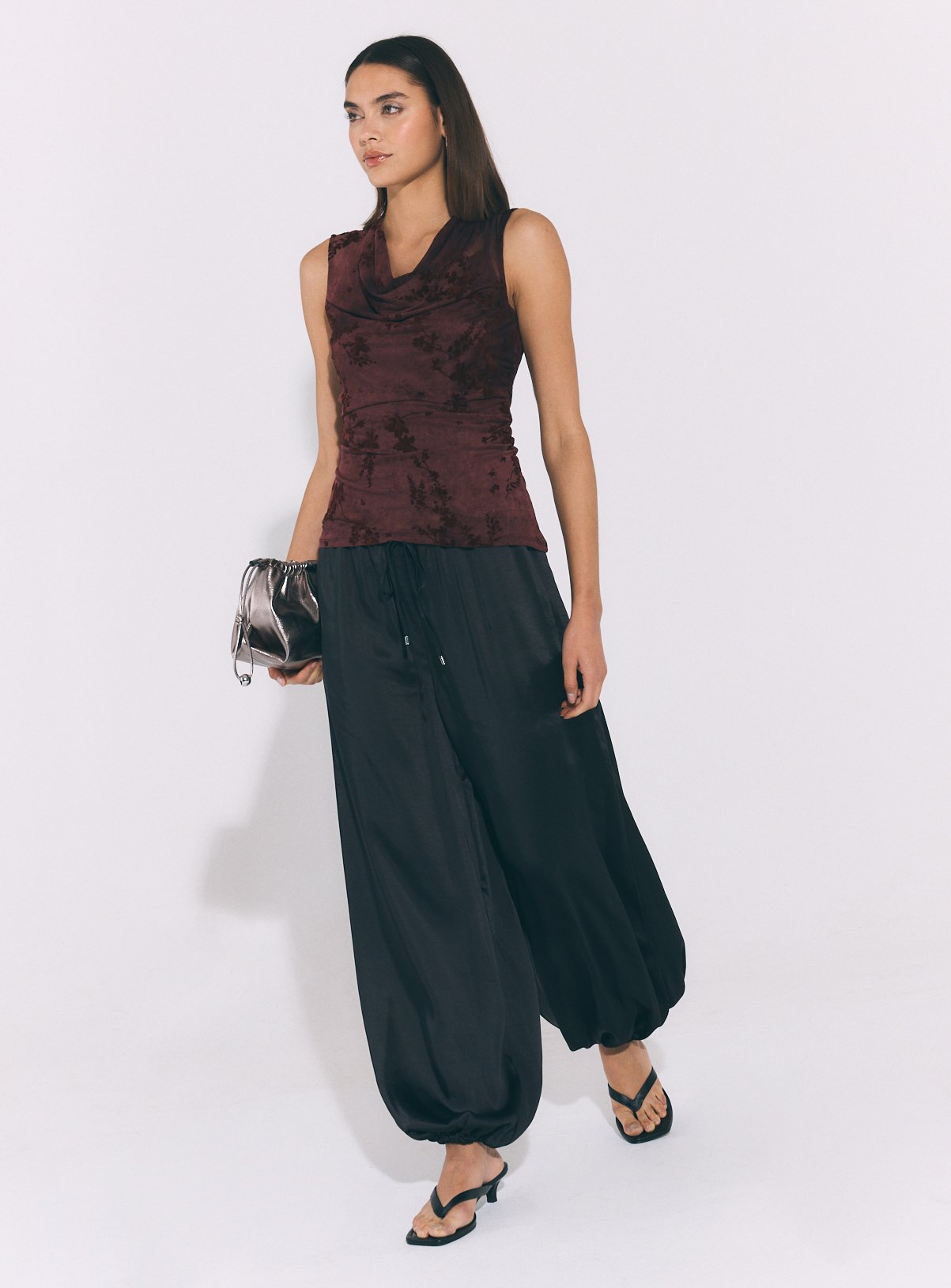 Black Satin Balloon Leg Trousers 10 - Image 2 thumbnail