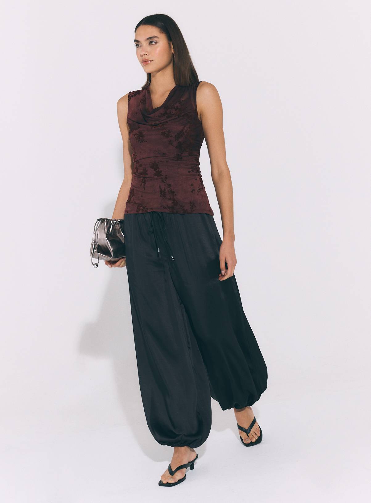 Black Satin Balloon Leg Trousers 10 - Image 2