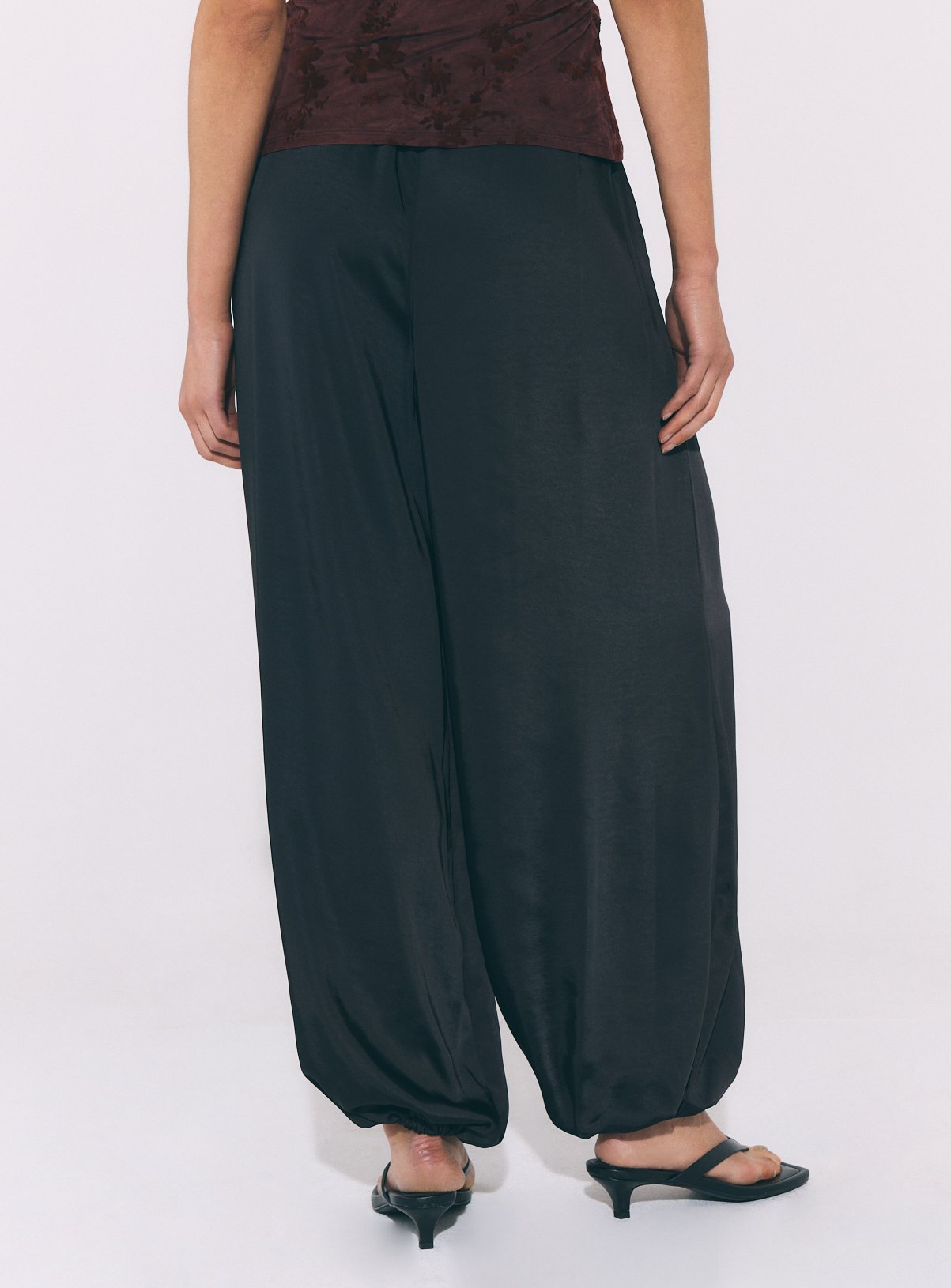 Black Satin Balloon Leg Trousers 10 - Image 4 thumbnail
