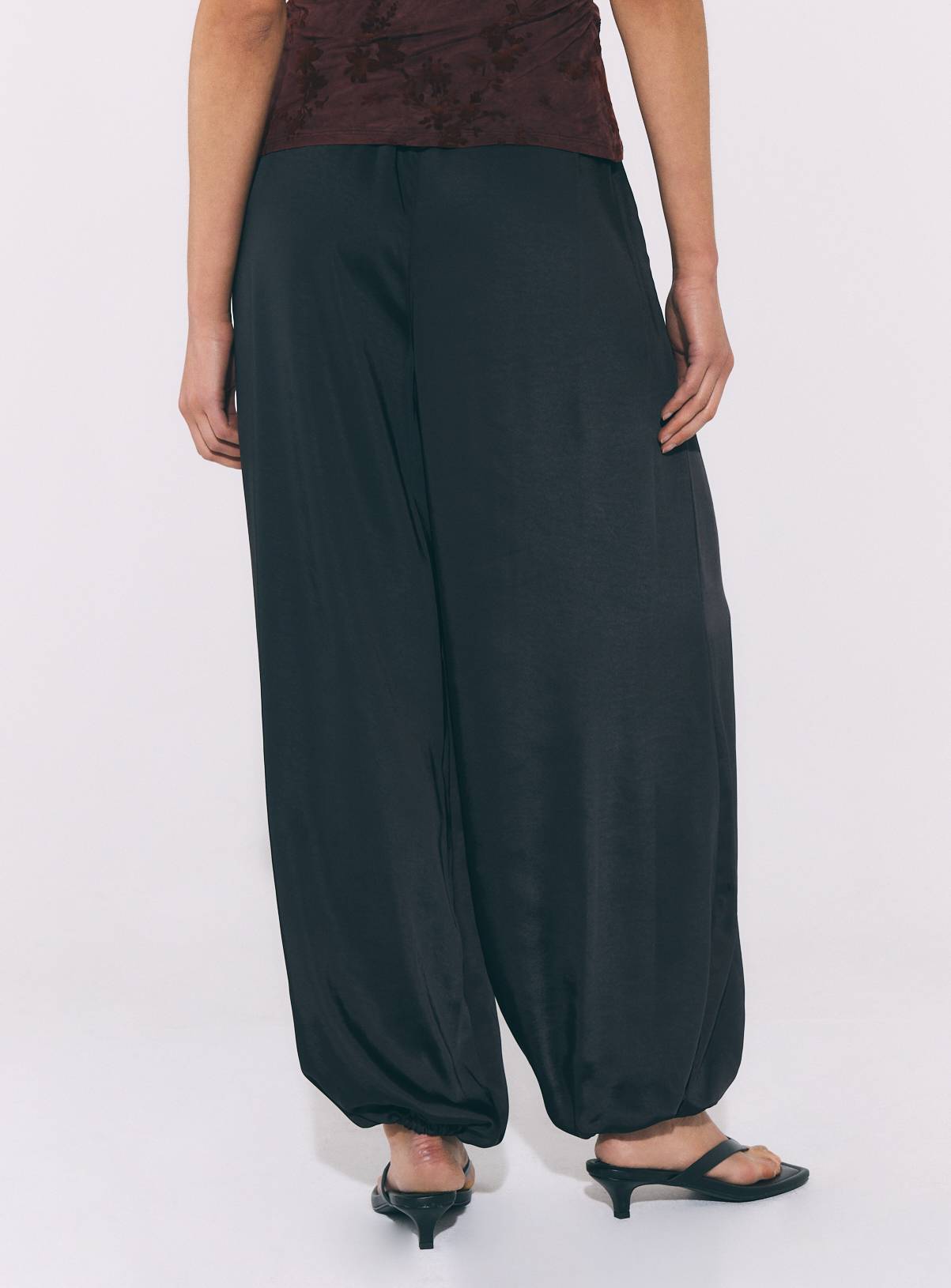 Black Satin Balloon Leg Trousers 10 - Image 4