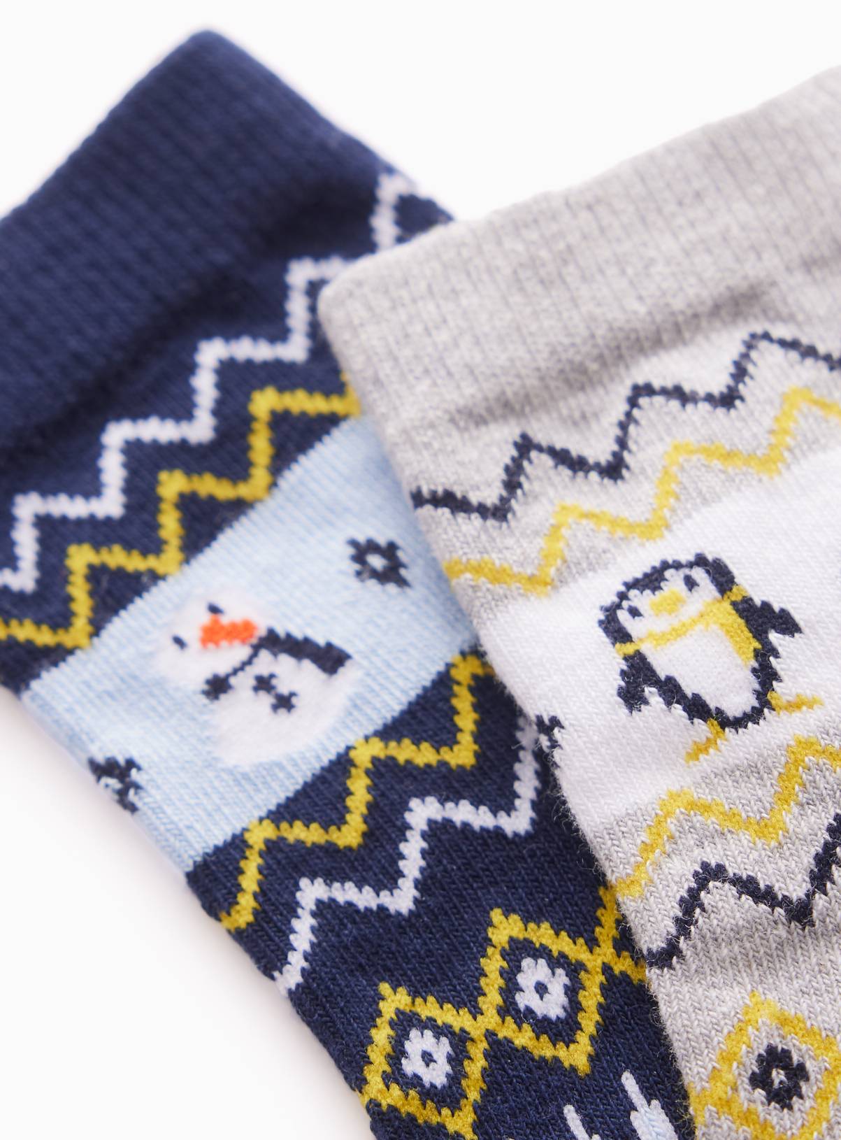 Christmas Fairisle Snowman & Penguin Socks 2-Pack 6-8.5 Infant - Image 2