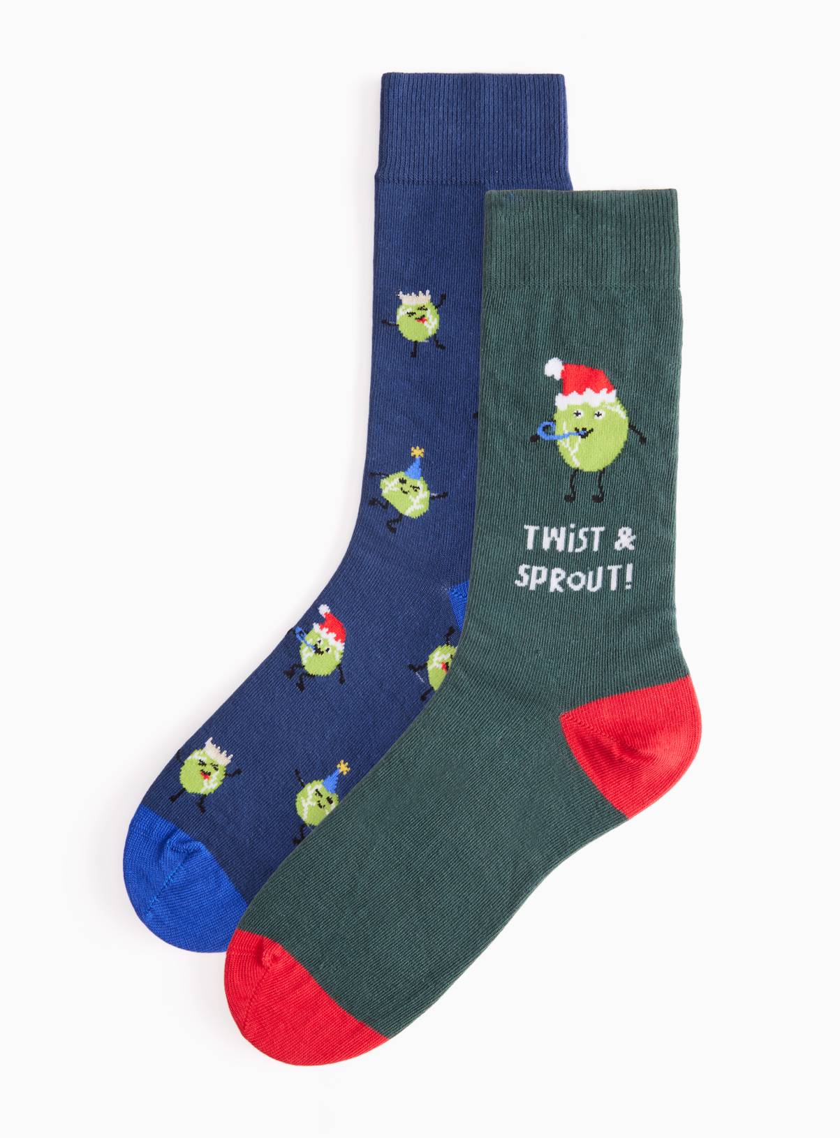 Christmas Sprout Ankle Socks 2-Pack 6-8.5 - Image 1