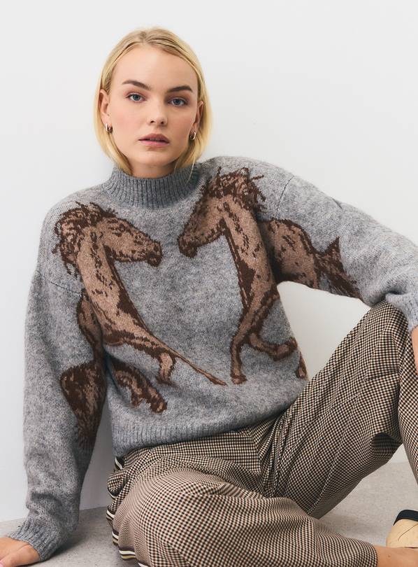 Grey Alberto Horse Jumper XS