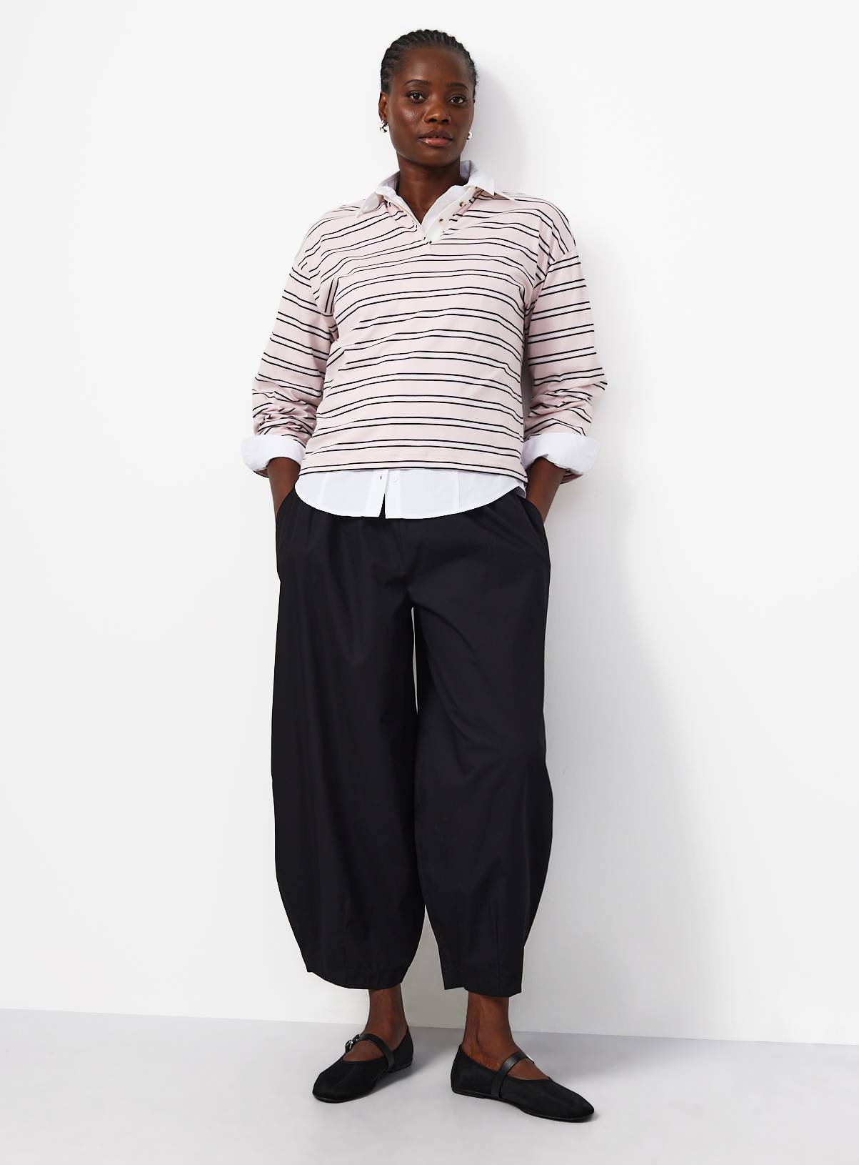 Pink Stripe Rugby Top L - Image 2