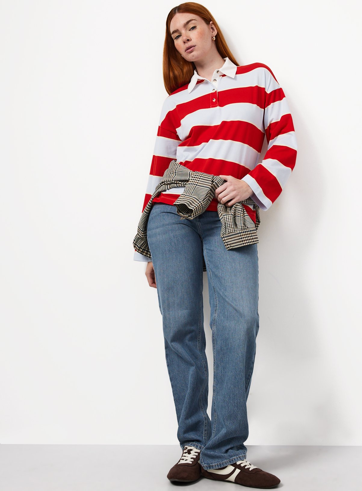 Red & Blue Relaxed Fit Rugby Striped Top XL - Image 2 thumbnail