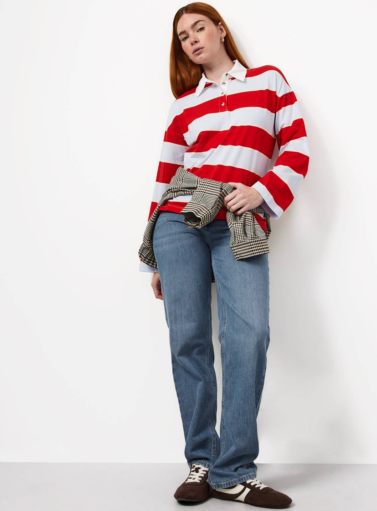 Red & Blue Relaxed Fit Rugby Striped Top XL - Image 2