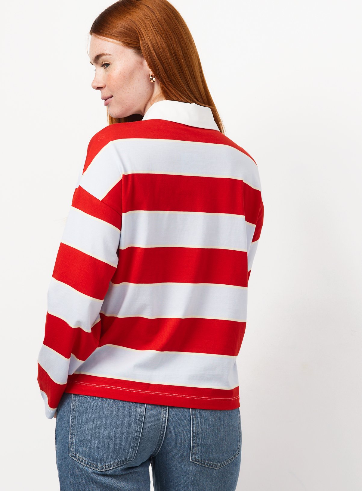 Red & Blue Relaxed Fit Rugby Striped Top XL - Image 4 thumbnail