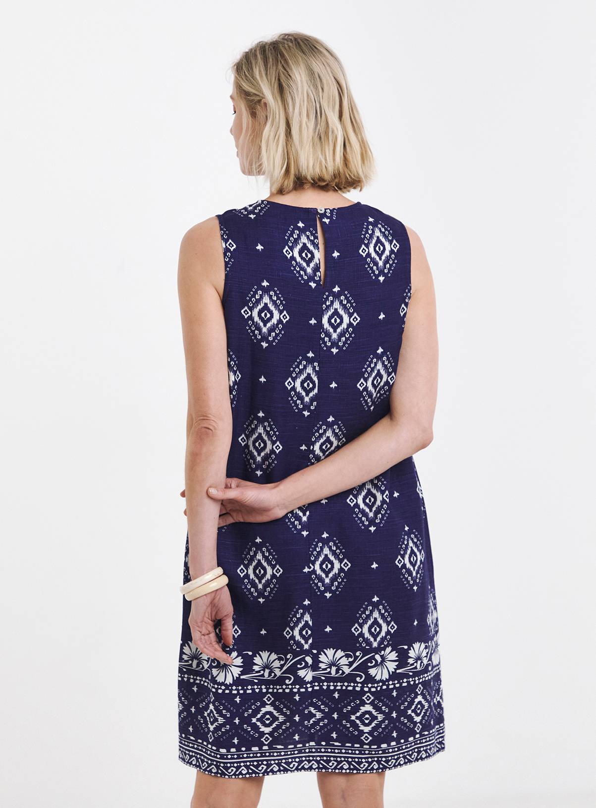 JD WILLIAMS Border Print Linen Shift Dress 12 - Image 2