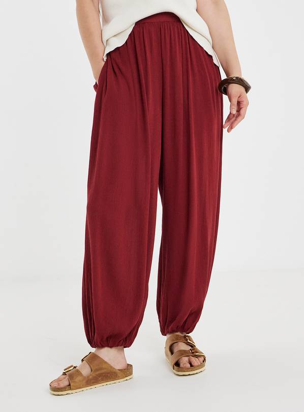 JD WILLIAMS Burgundy Crinkle Balloon Trouser 8