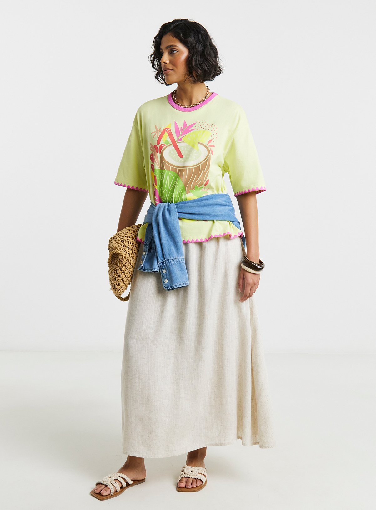 SIMPLY BE Pina Colada Graphic Oversized T-Shirt 18 - Image 2 thumbnail