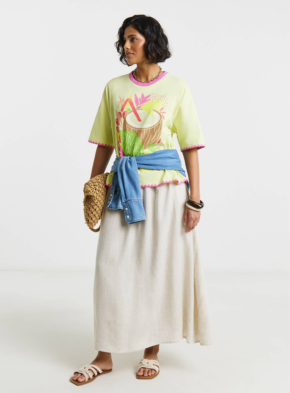 SIMPLY BE Pina Colada Graphic Oversized T-Shirt 18 - Image 2