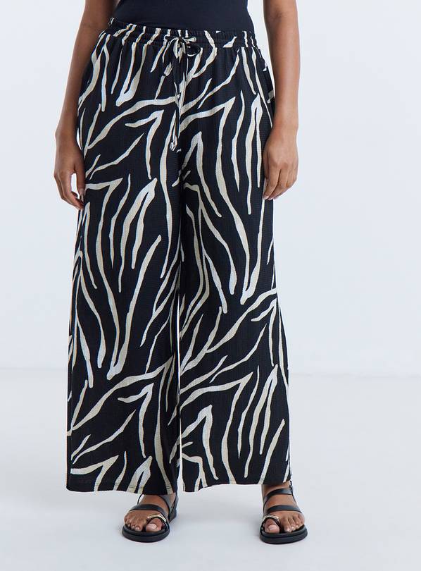 SIMPLY BE Zebra Textured Waffle Wide Leg Trouser Black & White 12