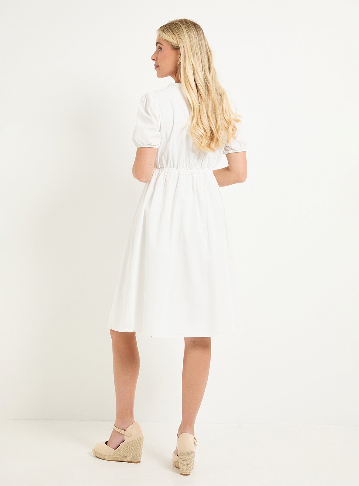 WALLIS Petite Cotton Cutwork Detail Mini Dress 8 - Image 3 thumbnail