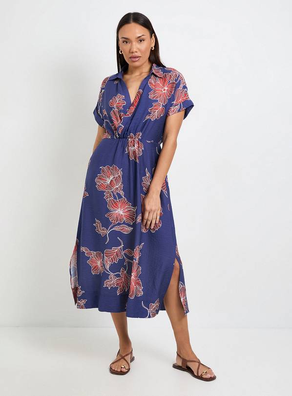 WALLIS Floral Woven Collar Midi Dress 18