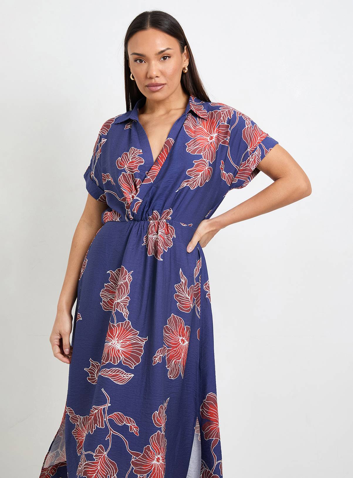 WALLIS Floral Woven Collar Midi Dress 12 - Image 2