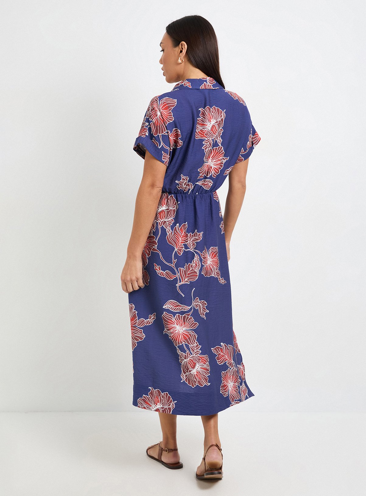 WALLIS Floral Woven Collar Midi Dress 12 - Image 3 thumbnail