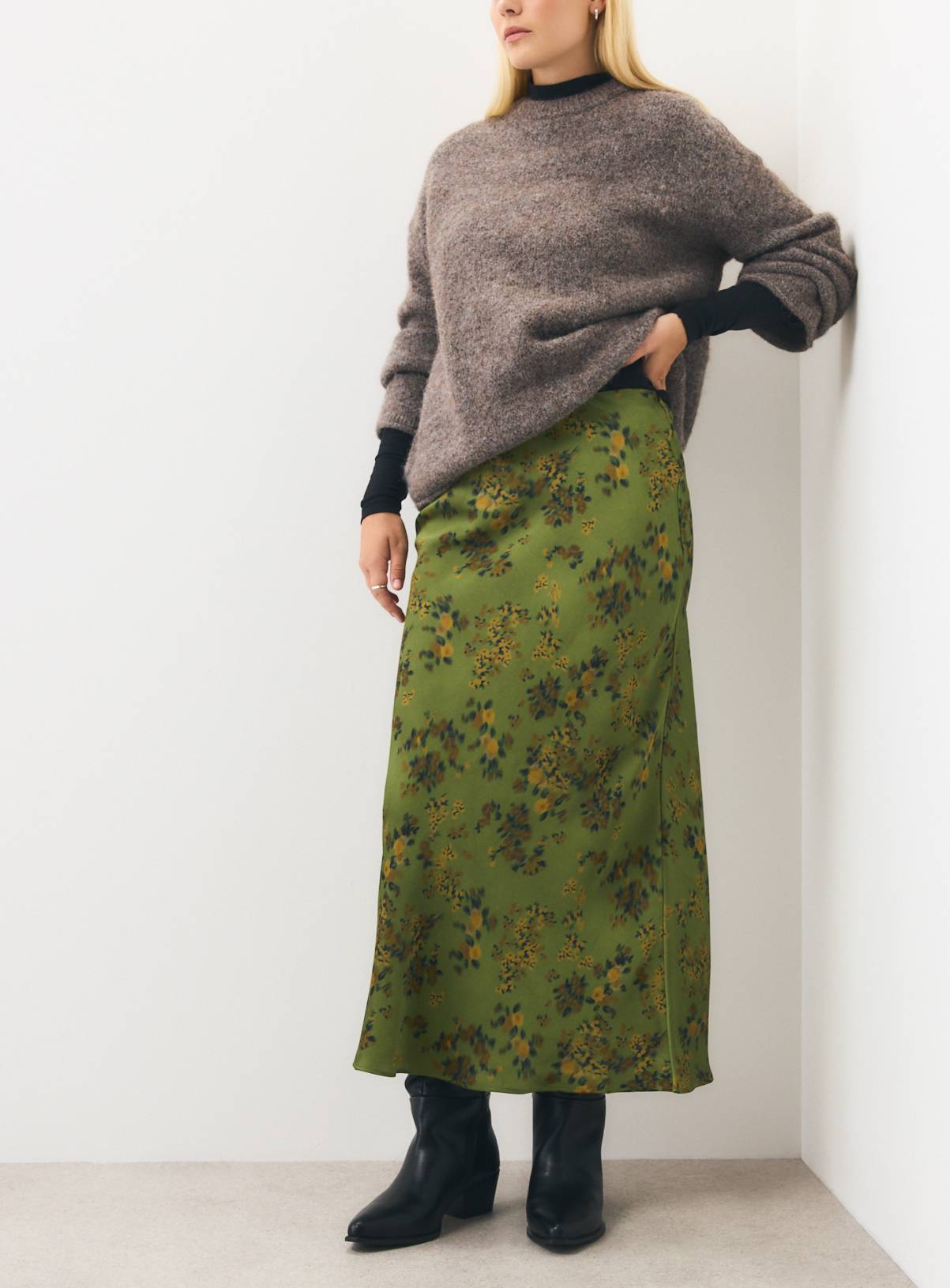 Paleo Green Floral Slip Skirt 20 - Image 2