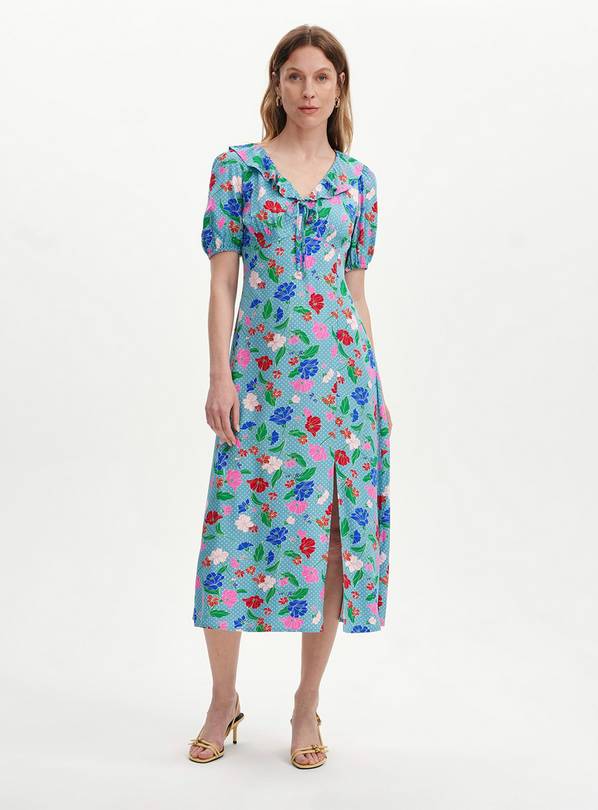 FINERY Zeffira Dress Blue Floral 14