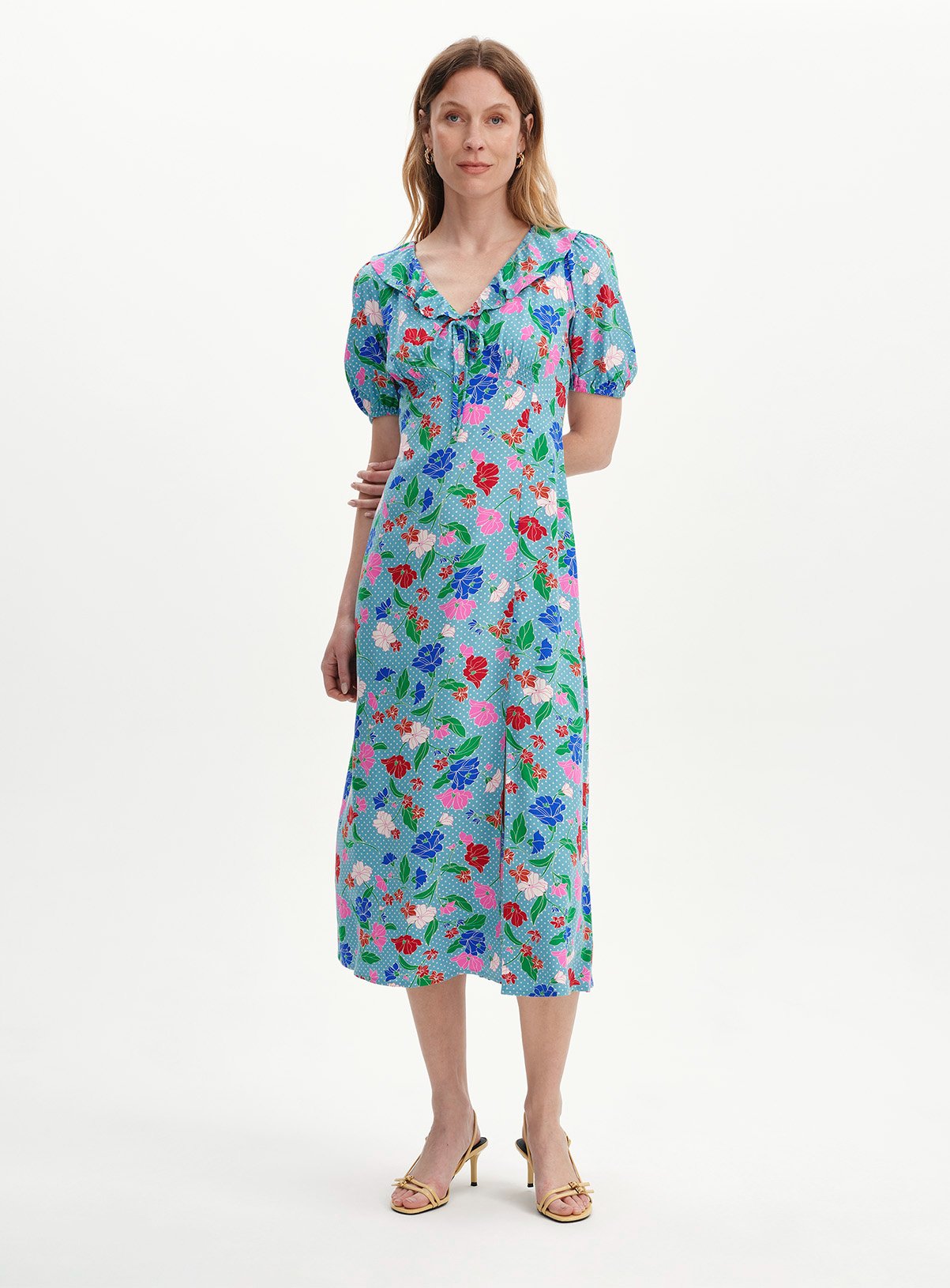 FINERY Zeffira Dress Blue Floral 22 - Image 2 thumbnail