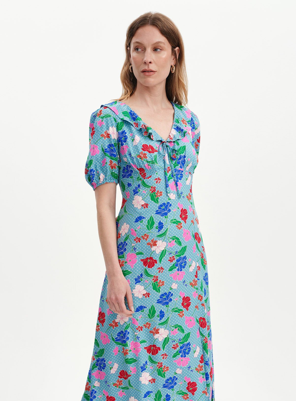 FINERY Zeffira Dress Blue Floral 22 - Image 3 thumbnail